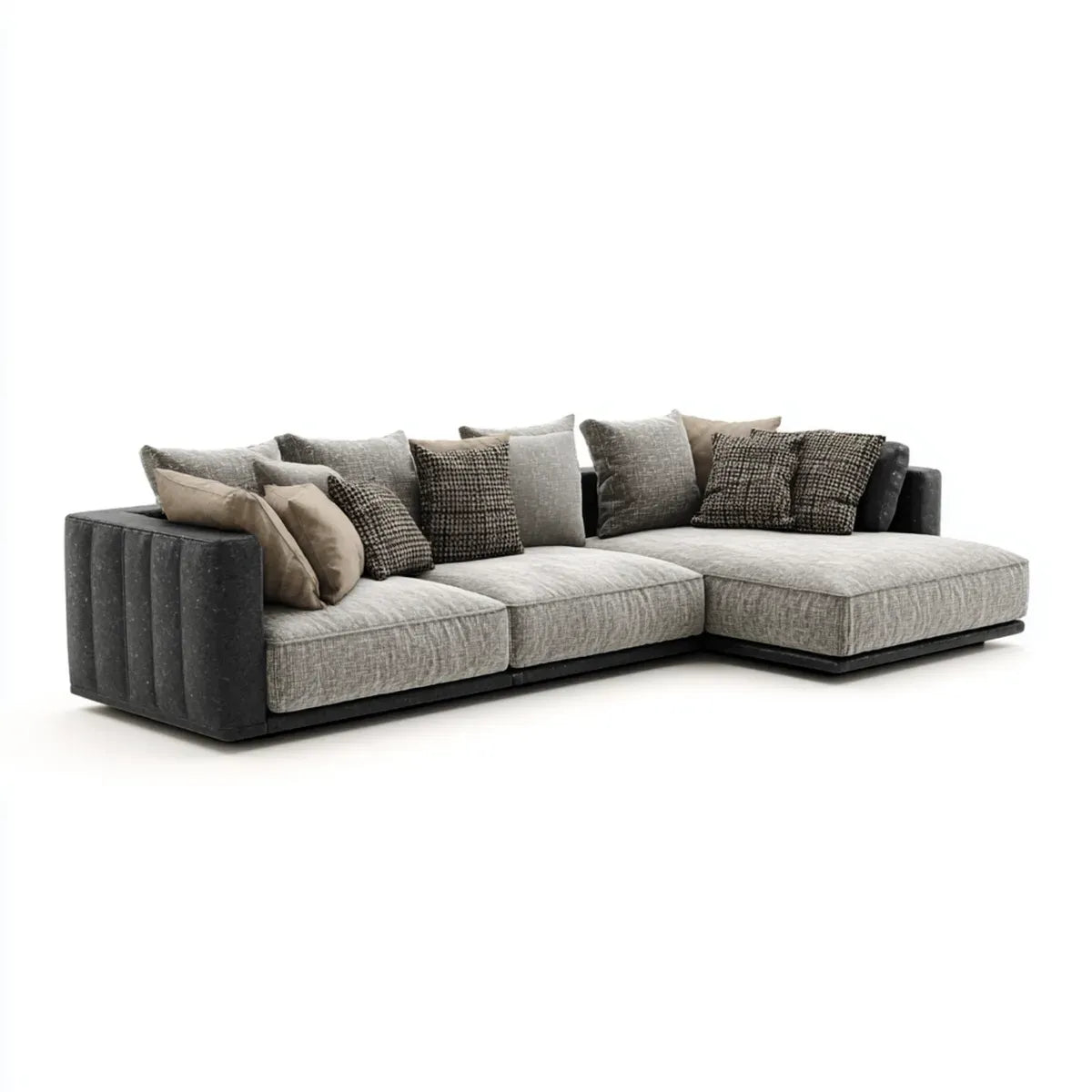 Divano angolare 4 posti grigio in poliestere a L 300 x 170 x 80 cm
