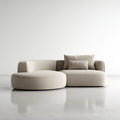 Divano modulare 3 posti con chaise longue beige in poliestere curvo 270 x 160 x 75 cm
