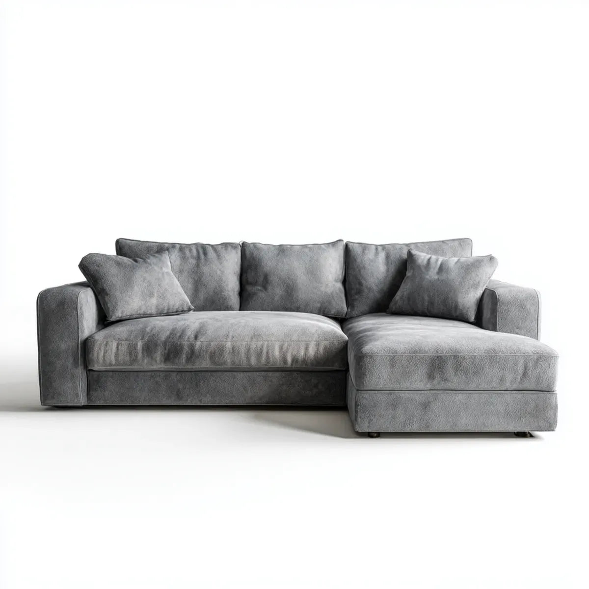Divano angolare con chaise longue destra grigio 260 x 160 x 85 cm poliestere effetto velluto a L