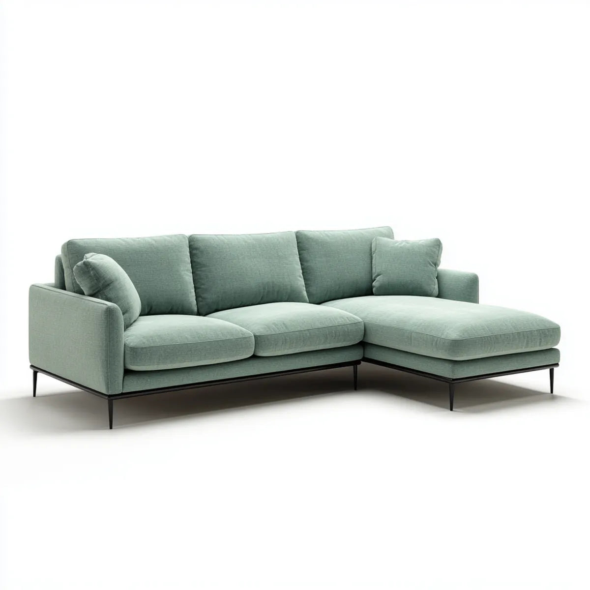 Divano angolare con chaise longue verde 250 x 160 x 85 cm in poliestere a L
