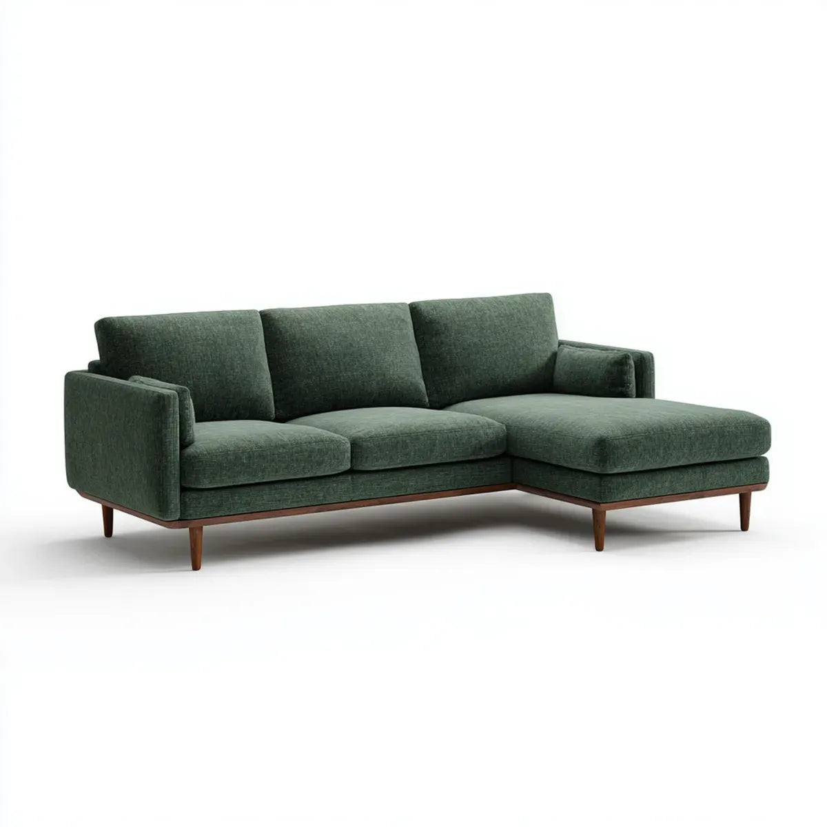Divano angolare 3 posti verde in poliestere con penisola destra 230 x 150 x 85 cm