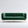 Divano 3 Posti Verde Smeraldo in Velluto di Poliestere Rettangolare 220 x 90 x 80 cm