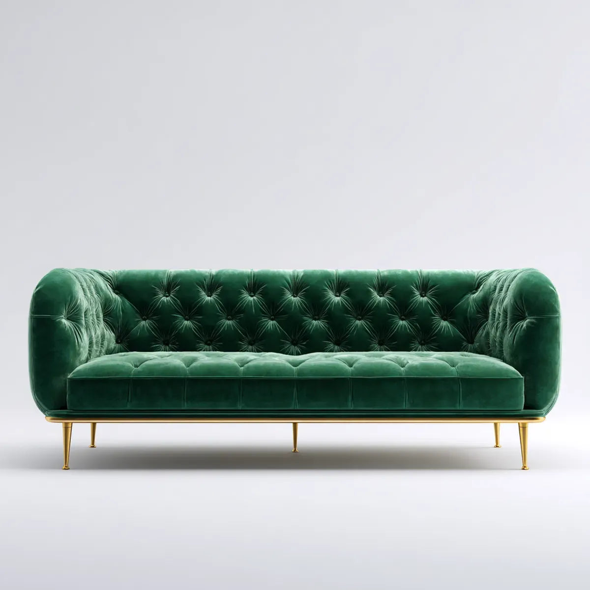 Divano 3 Posti Verde Smeraldo in Velluto di Poliestere Rettangolare 220 x 90 x 80 cm