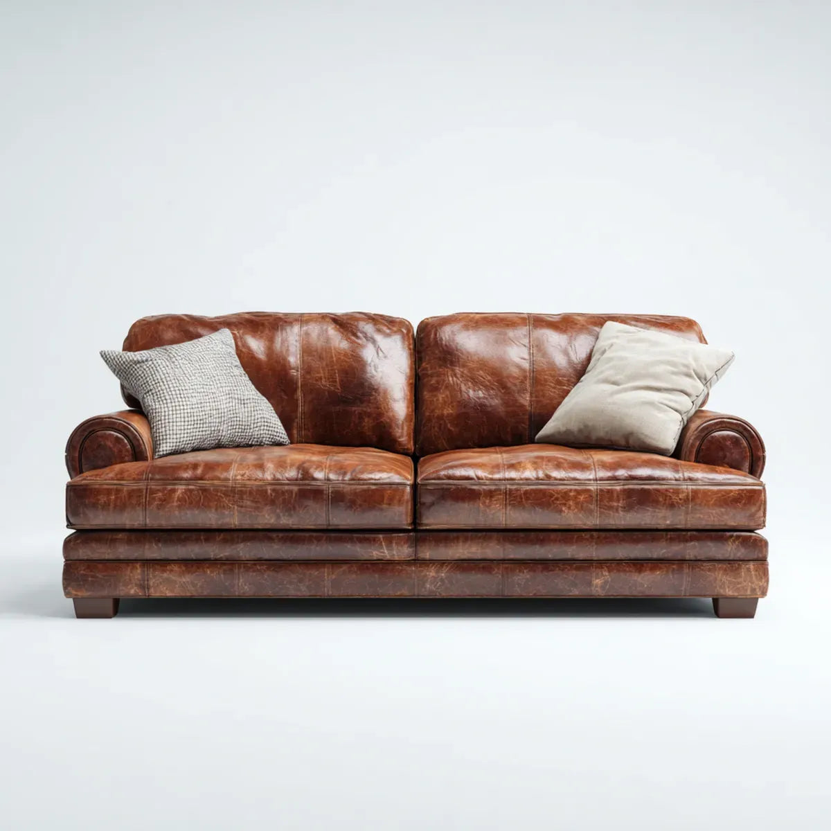 Divano 2 posti marrone in poliuretano PU effetto pelle rettangolare 210 x 95 x 88 cm