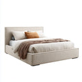Letto matrimoniale imbottito beige 160 x 200 cm in poliestere rettangolare