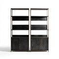 Set di 2 librerie a scaffale nere 80 x 35 x 200 cm in MDF e acciaio rettangolari con ante