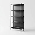 Libreria a 5 ripiani nera 80 x 35 x 180 cm in acciaio verniciato rettangolare