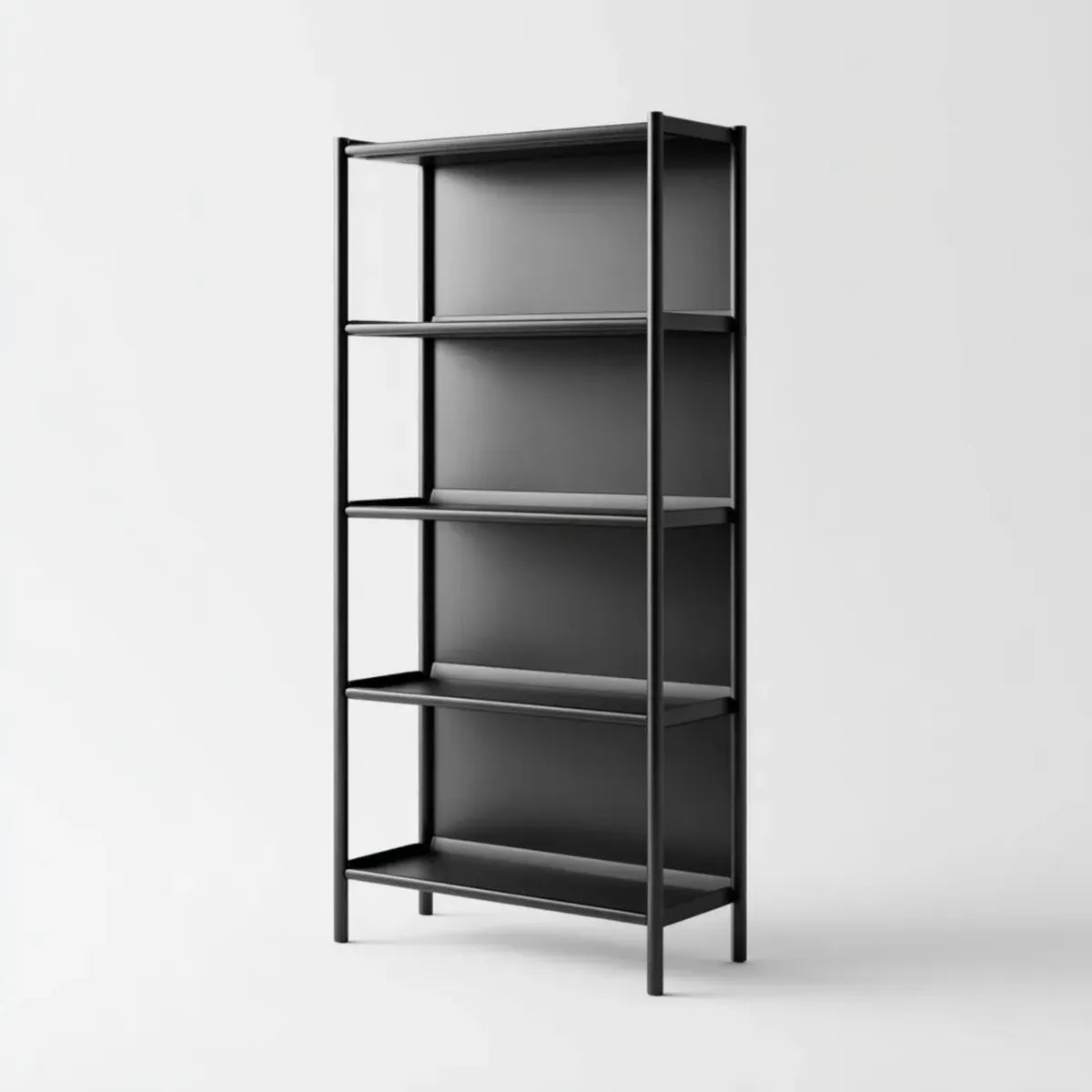 Libreria a 5 ripiani nera 80 x 35 x 180 cm in acciaio verniciato rettangolare