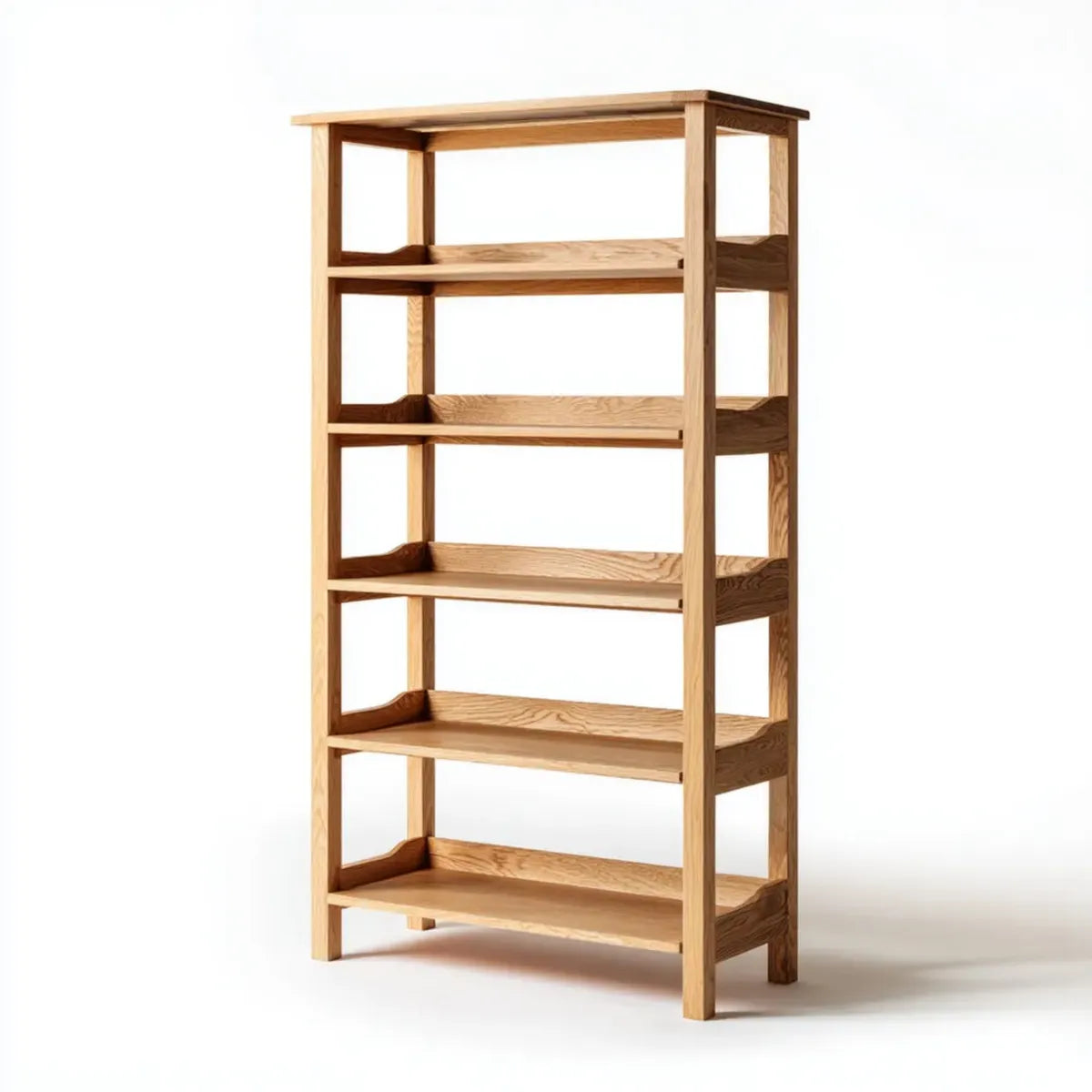 Libreria a 6 ripiani naturale 80 x 35 x 180 cm in rovere massello rettangolare
