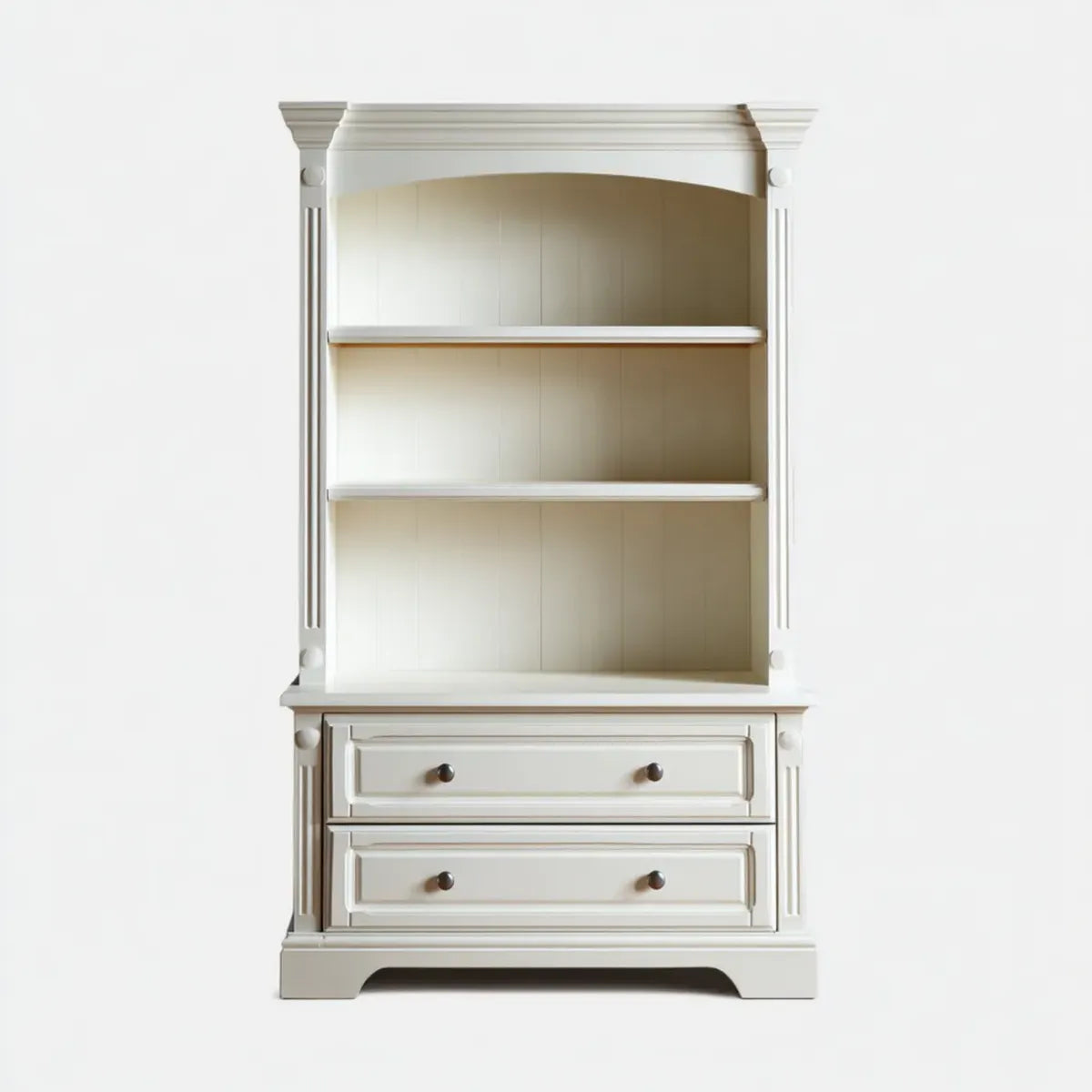 Libreria a colonna con 2 cassetti bianco crema 90 x 40 x 200 cm in MDF rettangolare