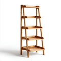 Libreria a scala 5 ripiani marrone naturale in rovere massello rettangolare 60 x 35 x 170 cm
