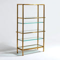 Libreria a 5 ripiani oro e trasparente in acciaio e vetro rettangolare 90 x 35 x 180 cm