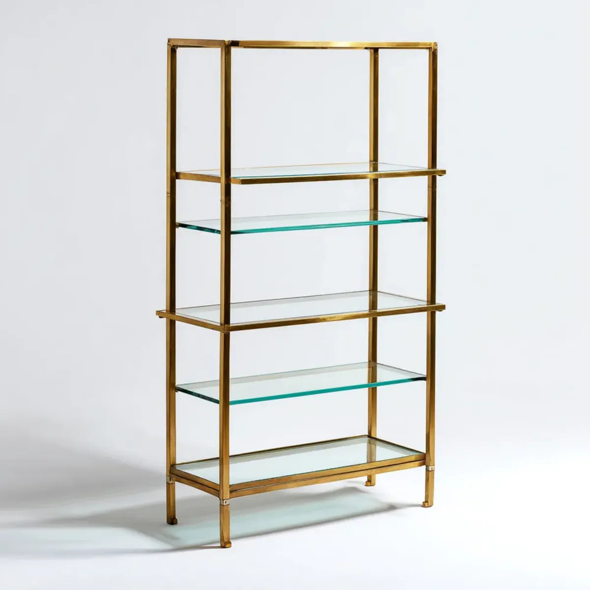 Libreria a 5 ripiani oro e trasparente in acciaio e vetro rettangolare 90 x 35 x 180 cm