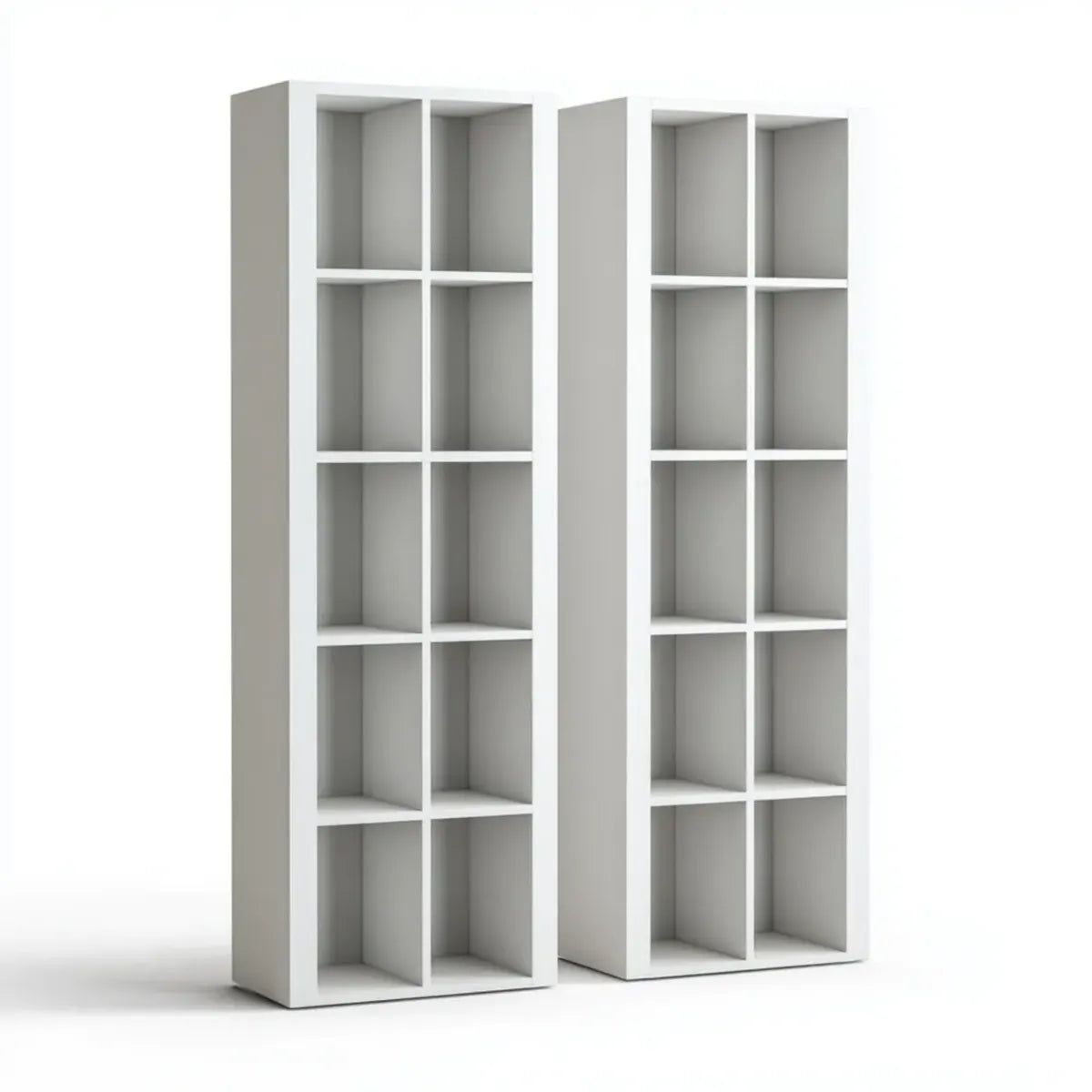 Set 2 librerie a scaffale bianche 60 x 24 x 180 cm in pannello truciolare melaminico rettangolari con 20 vani