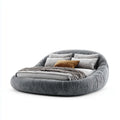 Letto matrimoniale imbottito grigio 180 x 200 cm in poliestere forma ovale