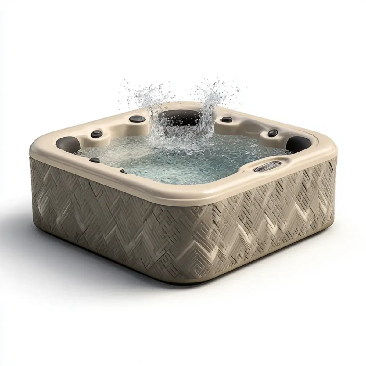 Vasca idromassaggio quadrata 4 posti beige 200 x 200 x 90 cm in acrilico e ABS