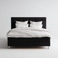 Letto matrimoniale imbottito nero 180 x 200 cm in velluto di poliestere rettangolare