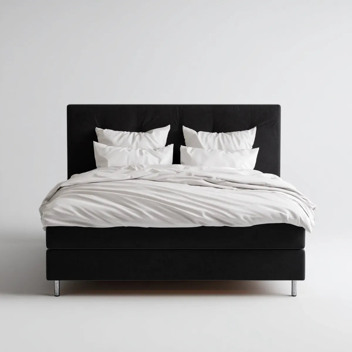 Letto matrimoniale imbottito nero 180 x 200 cm in velluto di poliestere rettangolare