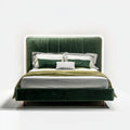 Letto matrimoniale imbottito verde scuro 160 x 200 cm in velluto a coste rettangolare
