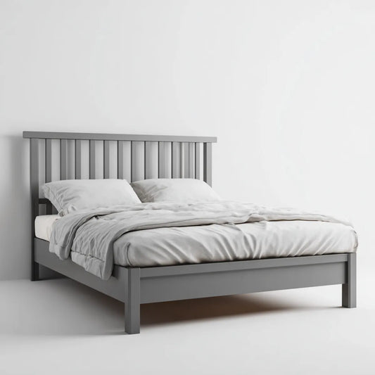 Letto matrimoniale grigio 160 x 200 cm in legno massello di pino rettangolare