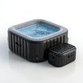 Spa gonfiabile quadrata con gradino nero e grigio in PVC 180 x 180 x 65 cm