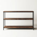 Libreria a 3 ripiani marrone e nero 120 x 35 x 90 cm in legno massello di acacia e acciaio rettangolare