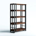 Libreria a 5 ripiani marrone noce e nero 80 x 35 x 180 cm in MDF e acciaio rettangolare