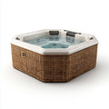 Vasca idromassaggio spa esagonale da esterno bianca e marrone in acrilico e PVC 210 x 210 x 95 cm